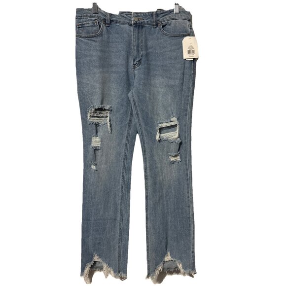 NWT Wonderly Mid Rise Slim Flare Distressed Jeans Size 12 - Picture 1 of 5